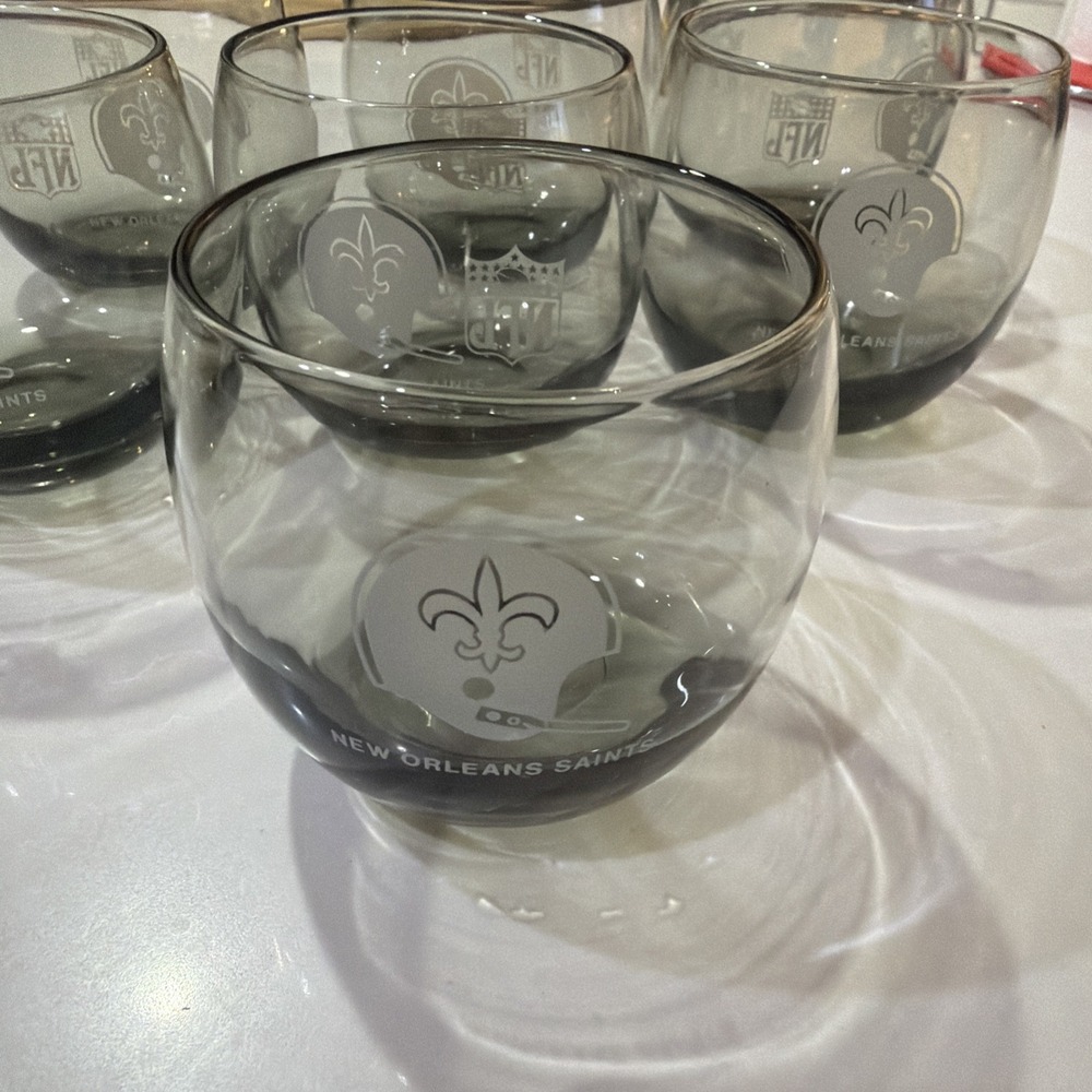 Vintage New Orleans Saints Roly Poly Glasses 7 glasses - Picture 2 of 6